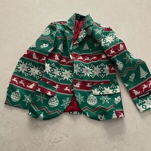 Festive Green and Red Holiday Blazer